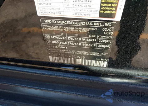 2007 Mercedes-Benz Gl 450 4Matic z USA, uszkodzony, nr VIN 4JGBF71EX7A233989